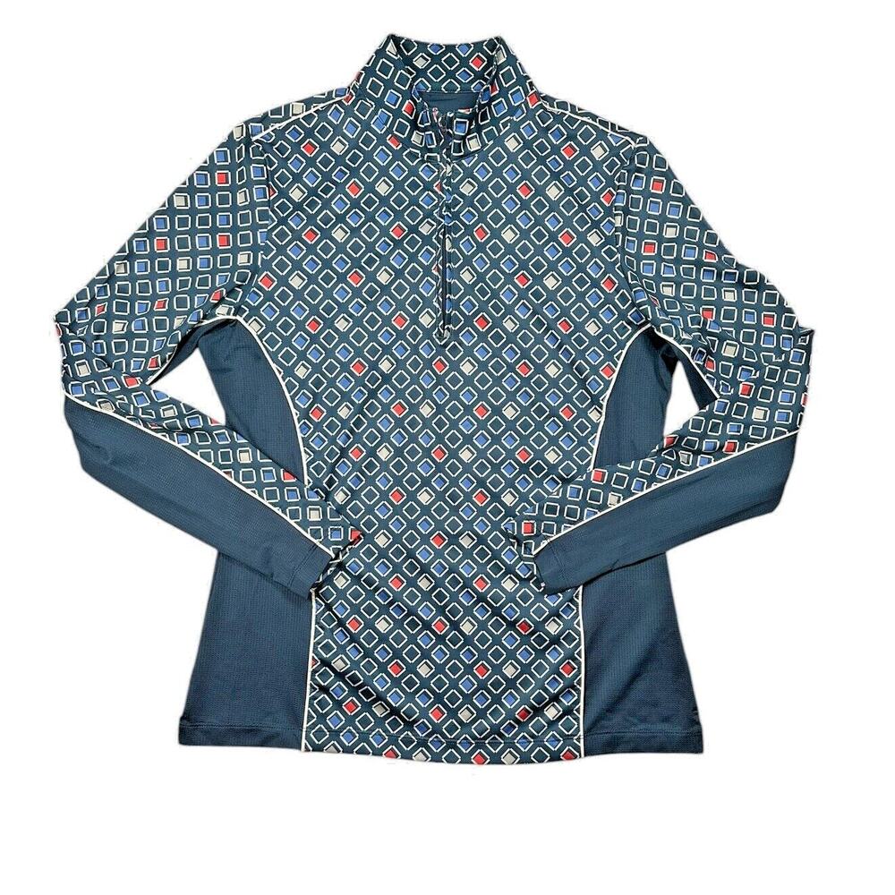 Peter Millar Crown Sport Perth Womens M Quarter Zip Golf Pullover Geometric UPF